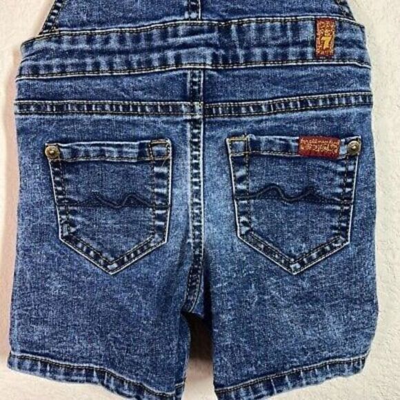 7 For All Mankind Baby Toddler Denim Overall Shorts Size 18M Blue - Picture 6 of 7